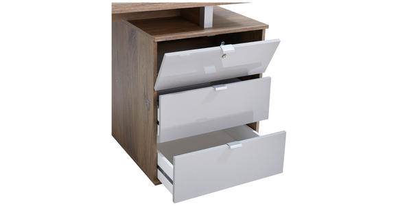 SCHREIBTISCH 140/60/75 cm  in Grau, Eichefarben  - Eichefarben/Alufarben, KONVENTIONELL, Holzwerkstoff/Metall (140/60/75cm) - Carryhome