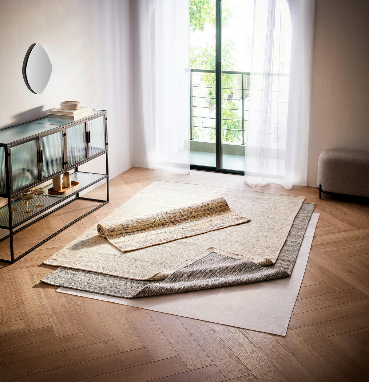 LINEA NATURA Handwebteppich 120x180 cm Beige