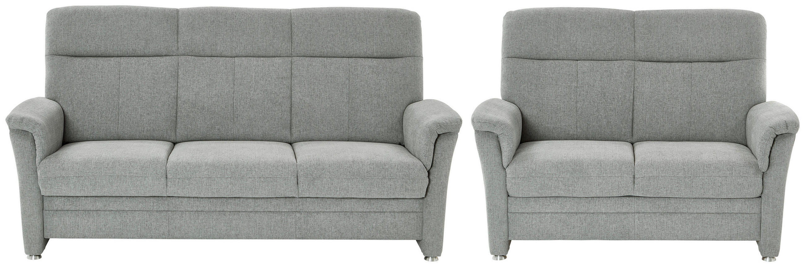 SITZGARNITUR Flachgewebe Hellgrau  - Hellgrau/Alufarben, KONVENTIONELL, Textil/Metall (142-194/100/89cm) - Beldomo Comfort