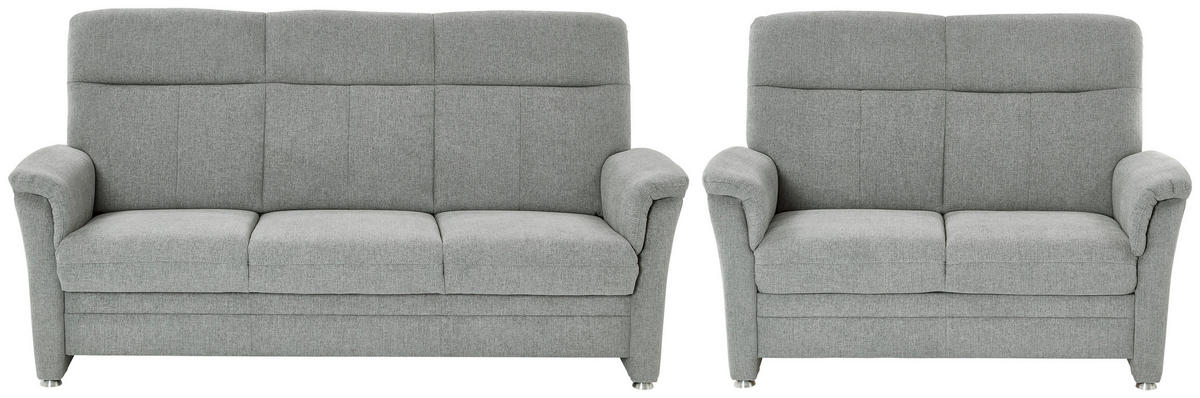 SITZGARNITUR Flachgewebe Hellgrau  - Hellgrau/Alufarben, KONVENTIONELL, Textil/Metall (142-194/100/89cm) - Beldomo Comfort