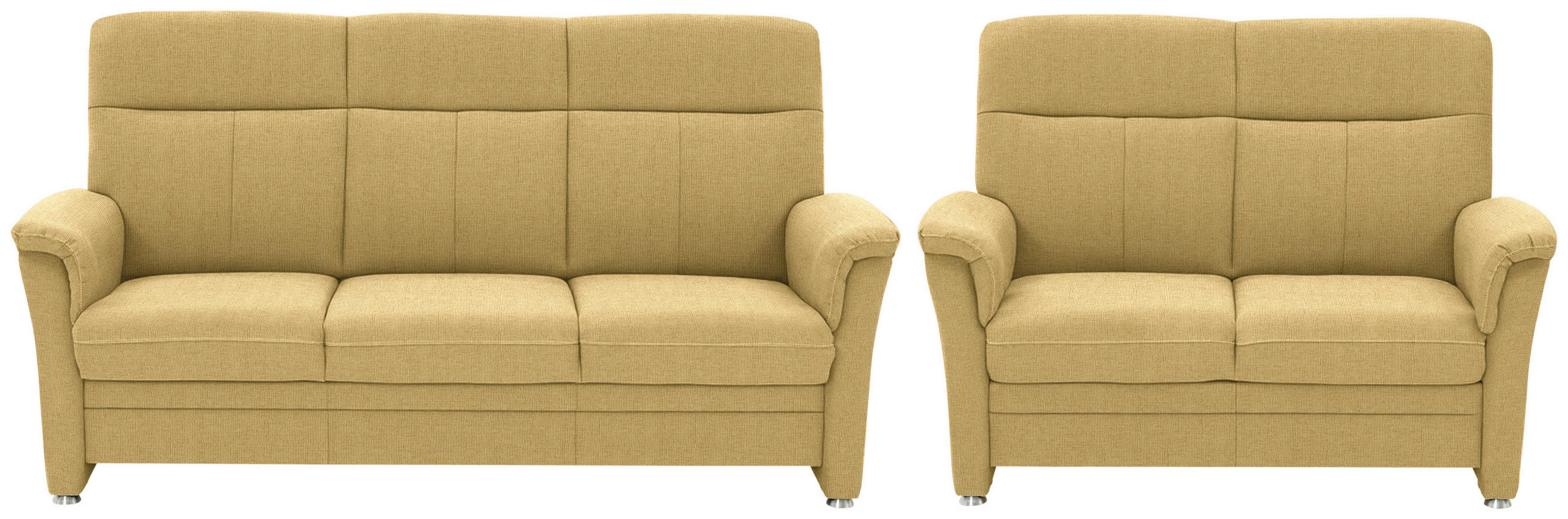 SITZGARNITUR  in Flachgewebe Gelb  - Gelb/Alufarben, KONVENTIONELL, Textil/Metall (142-194/100/89cm) - Beldomo Comfort