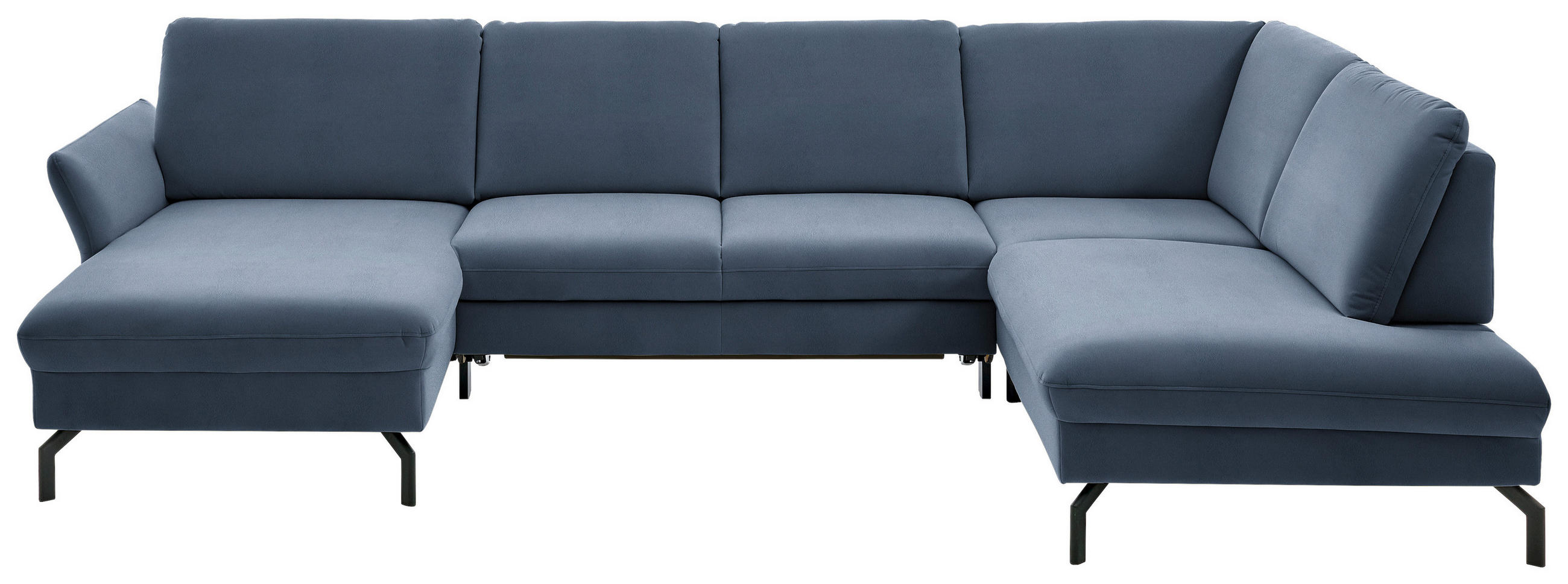 WOHNLANDSCHAFT Hellblau Velours  - Schwarz/Hellblau, Design, Textil/Metall (179/335/220cm) - Beldomo System