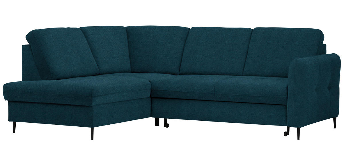 ECKSOFA in Chenille Petrol  - Petrol/Schwarz, Modern, Holz/Textil (184/241cm) - Carryhome