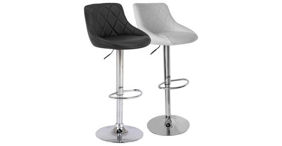 BARHOCKER in Metall, Textil Schwarz, Chromfarben  - Chromfarben/Schwarz, Design, Textil/Metall (47,5/82-103/52cm) - Carryhome