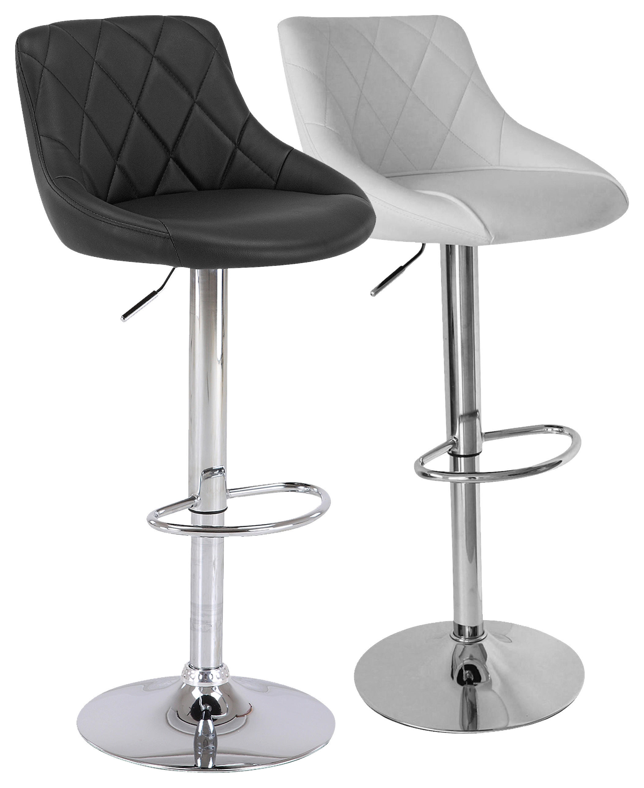 Thumbnail - Mid.you Barhocker, Schwarz, Chrom, Metall, Textil, Bodenplatte, 47.5x82-103x52 cm, Esszimmer, Barmöbel, Barhocker