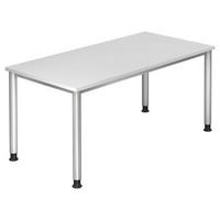SCHREIBTISCH 160/80/68,5-81 cm  in Silberfarben, Weiß  - Silberfarben/Weiß, KONVENTIONELL, Holzwerkstoff/Metall (160/80/68,5-81cm) - Venda