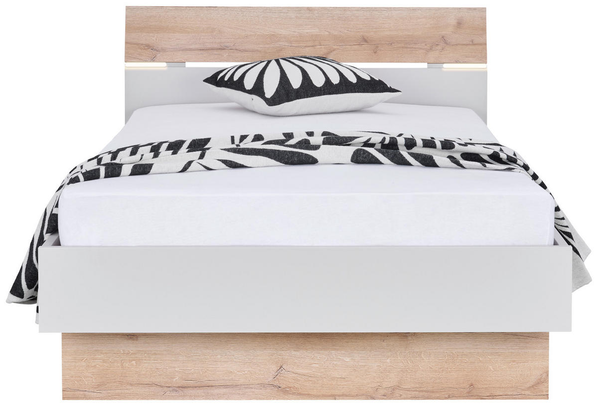 BETT 120/200 cm  in Eichefarben, Sandfarben   - Sandfarben/Eichefarben, Modern, Holzwerkstoff (120/200cm) - Hom`in