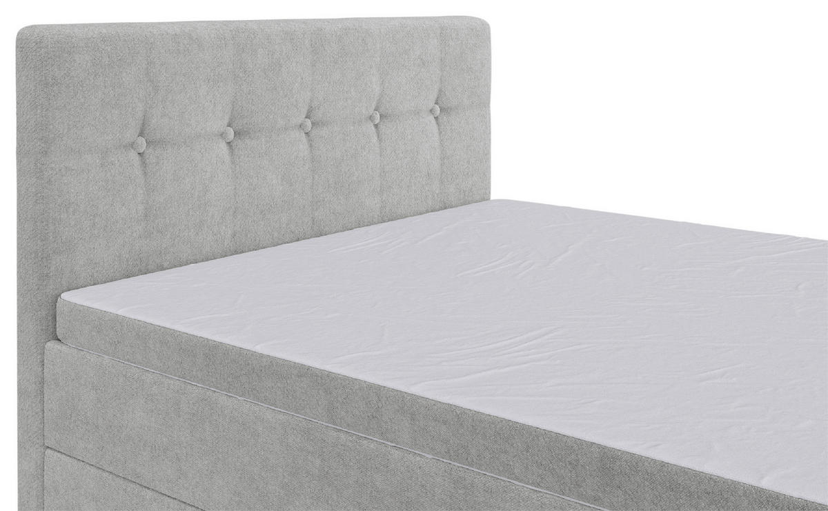 BOXSPRINGBETT 140/200 cm  in Hellgrau  - Hellgrau/Schwarz, Konventionell, Kunststoff/Textil (140/200cm) - Carryhome