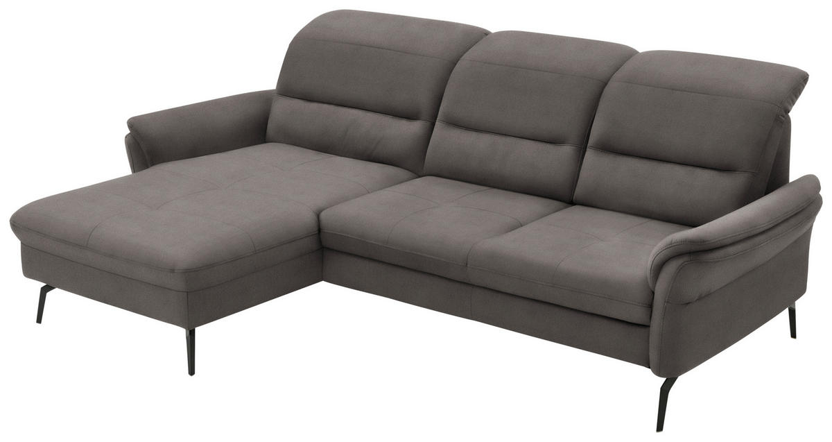 ECKSOFA in Flachgewebe Hellgrau  - Hellgrau/Schwarz, Konventionell, Textil/Metall (181/260cm) - Beldomo Speed