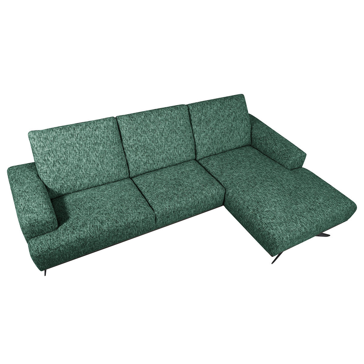ECKSOFA PORTLAND in Struktur Grün Kopfteilverstellung  295/187 cm  - Schwarz/Grün, Design, Holz/Textil (295/187cm) - Livetastic