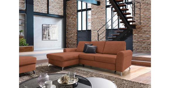 ECKSOFA in Flachgewebe Orange, Rostfarben  - Rostfarben/Silberfarben, Design, Textil/Metall (167/244cm) - Cantus