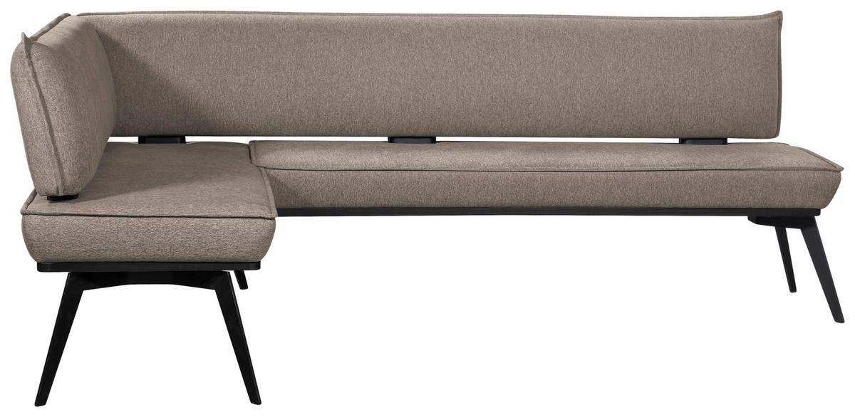 ECKBANK 165/235 cm Webstoff Schwarz, Taupe Buche massiv   - Taupe/Schwarz, Basics, Holz/Textil (165/235cm) - Carryhome