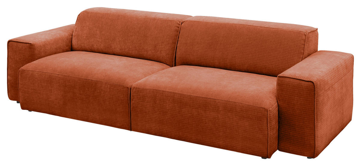 BIGSOFA in Chenille Bronzefarben  - Schwarz/Bronzefarben, Design, Kunststoff/Textil (238/71/101cm) - Pure Home Lifestyle