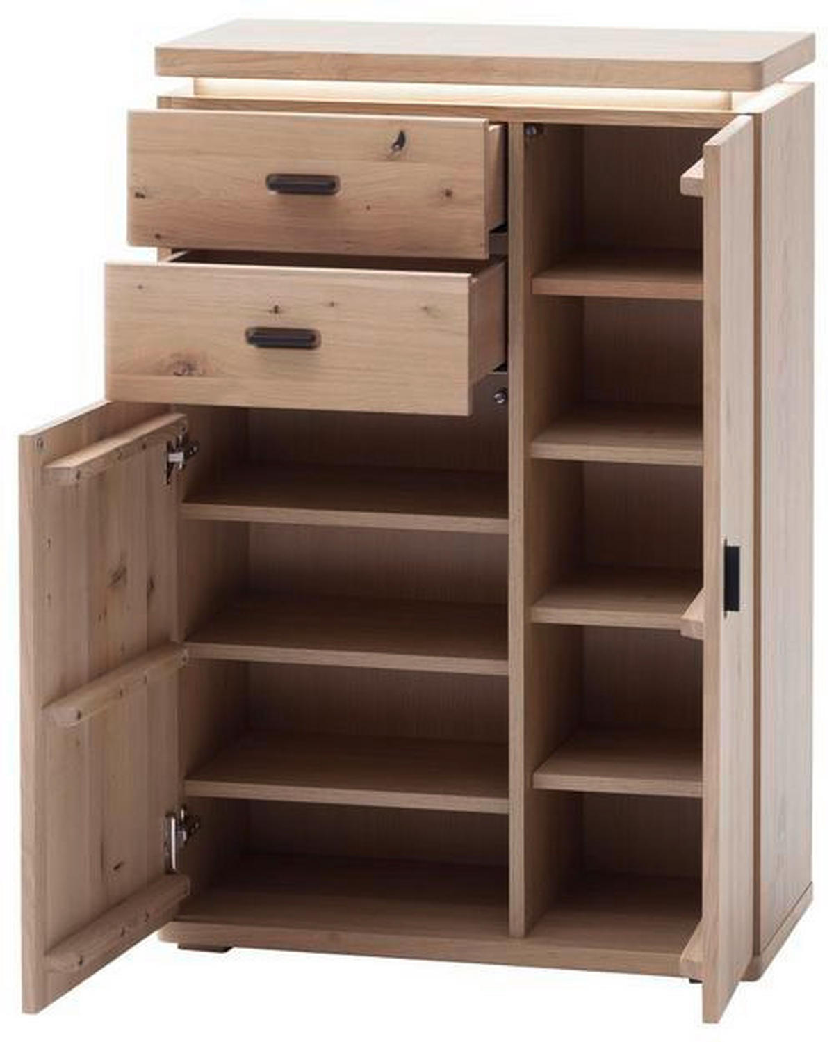 SCHUHSCHRANK  in 75/111/37 cm  - Eichefarben/Schwarz, Natur, Holz/Holzwerkstoff (75/111/37cm) - Linea Natura