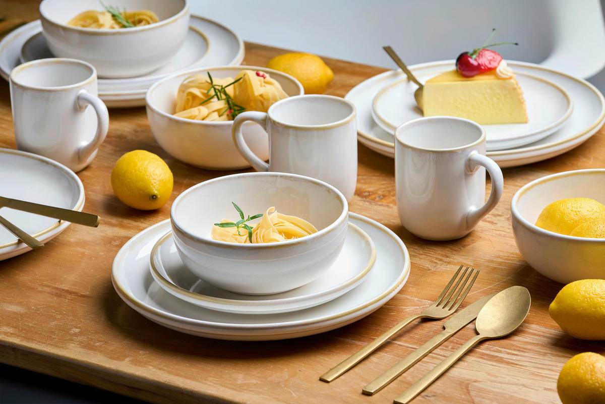 KOMBISERVICE Creme Vigo 16-teilig 4 Personen  - Creme, Basics, Keramik - Van Well