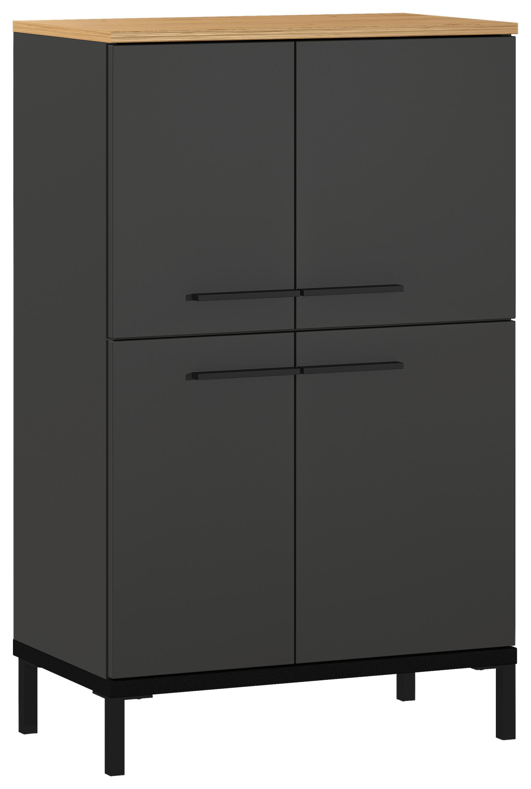 HIGHBOARD YONKERS 549  in 60/97/34 cm  - Eichefarben/Schwarz, MODERN, Holzwerkstoff/Metall (60/97/34cm) - Xora