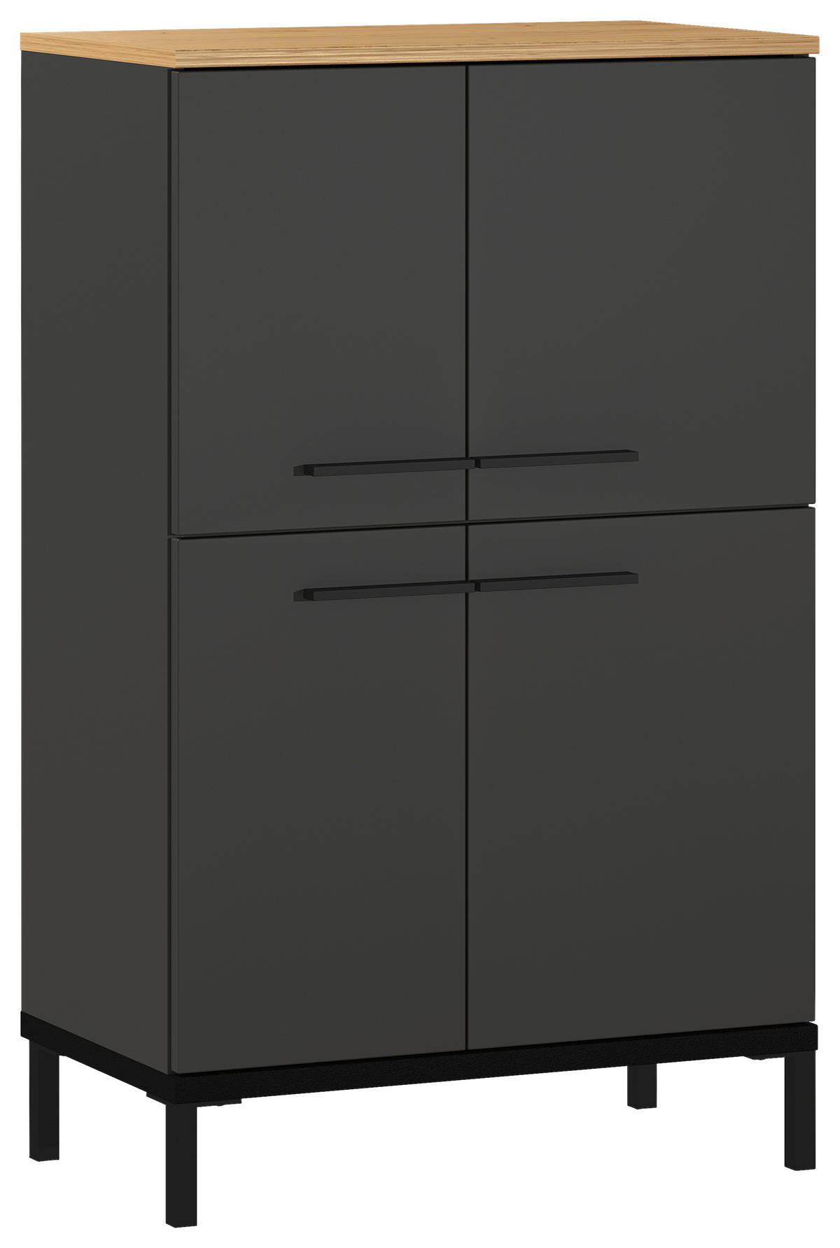 HIGHBOARD YONKERS 549  in 60/97/34 cm  - Eichefarben/Schwarz, MODERN, Holzwerkstoff/Metall (60/97/34cm) - Xora