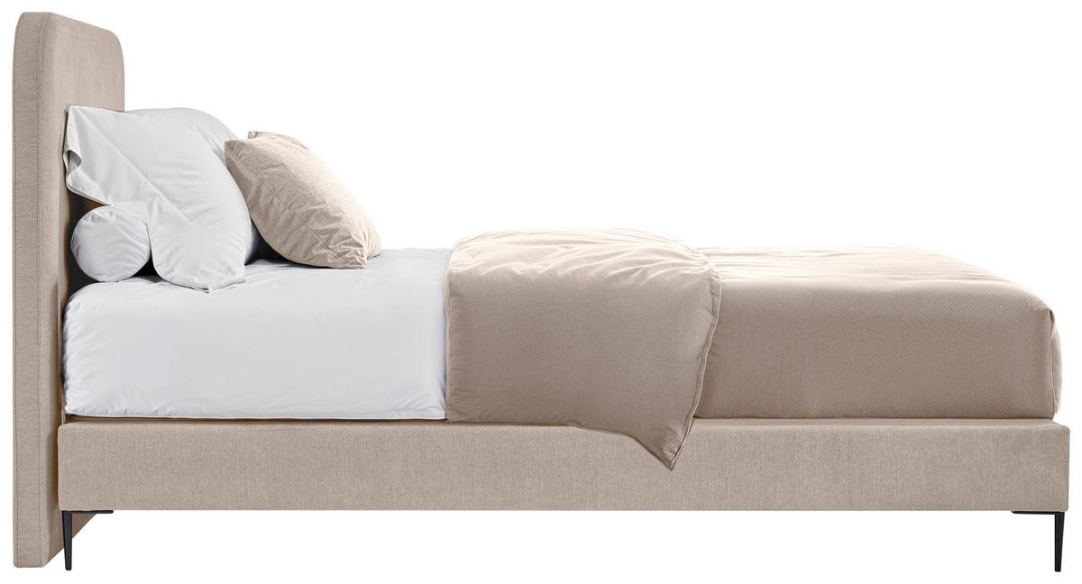 POSTEL BOXSPRING, 140/200 cm, béžová - černá/přírodní barvy, Moderní, kov/kompozitní dřevo (140/200cm) - MID.YOU