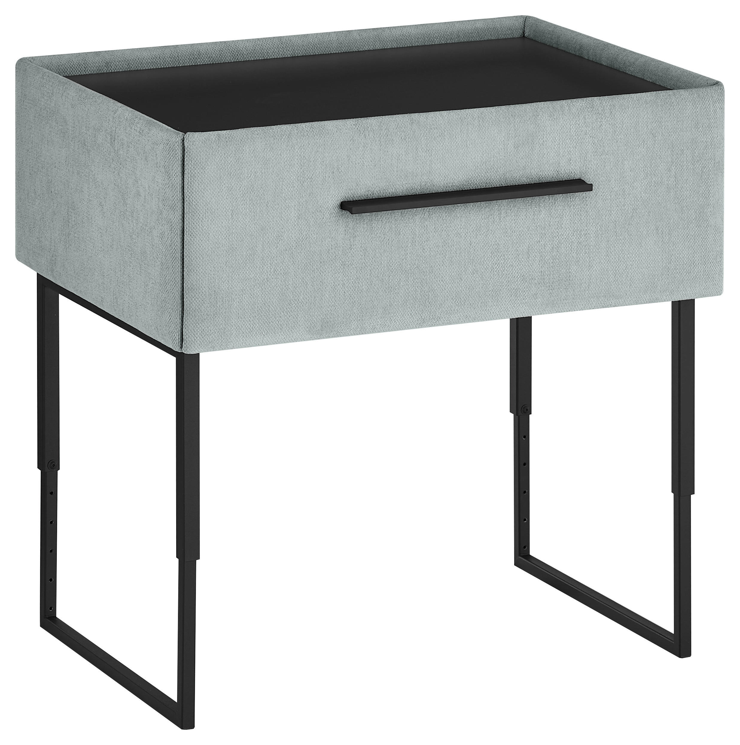 NACHTSCHRANK 64,3/45,5-61,5/45,9 cm Fichte, Kiefer furniert  - Schwarz/Hellblau, Design, Holz/Holzwerkstoff (64,3/45,5-61,5/45,9cm) - Dieter Knoll