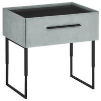 NACHTSCHRANK 64,3/45,5-61,5/45,9 cm Fichte, Kiefer furniert  - Schwarz/Hellblau, Design, Holz/Holzwerkstoff (64,3/45,5-61,5/45,9cm) - Dieter Knoll