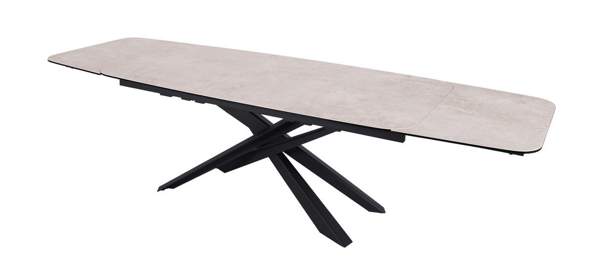 ESSTISCH in Metall, Glas, Keramik 190-290/100/76 cm  - Beige/Schwarz, Design, Glas/Keramik (190-290/100/76cm) - Novel