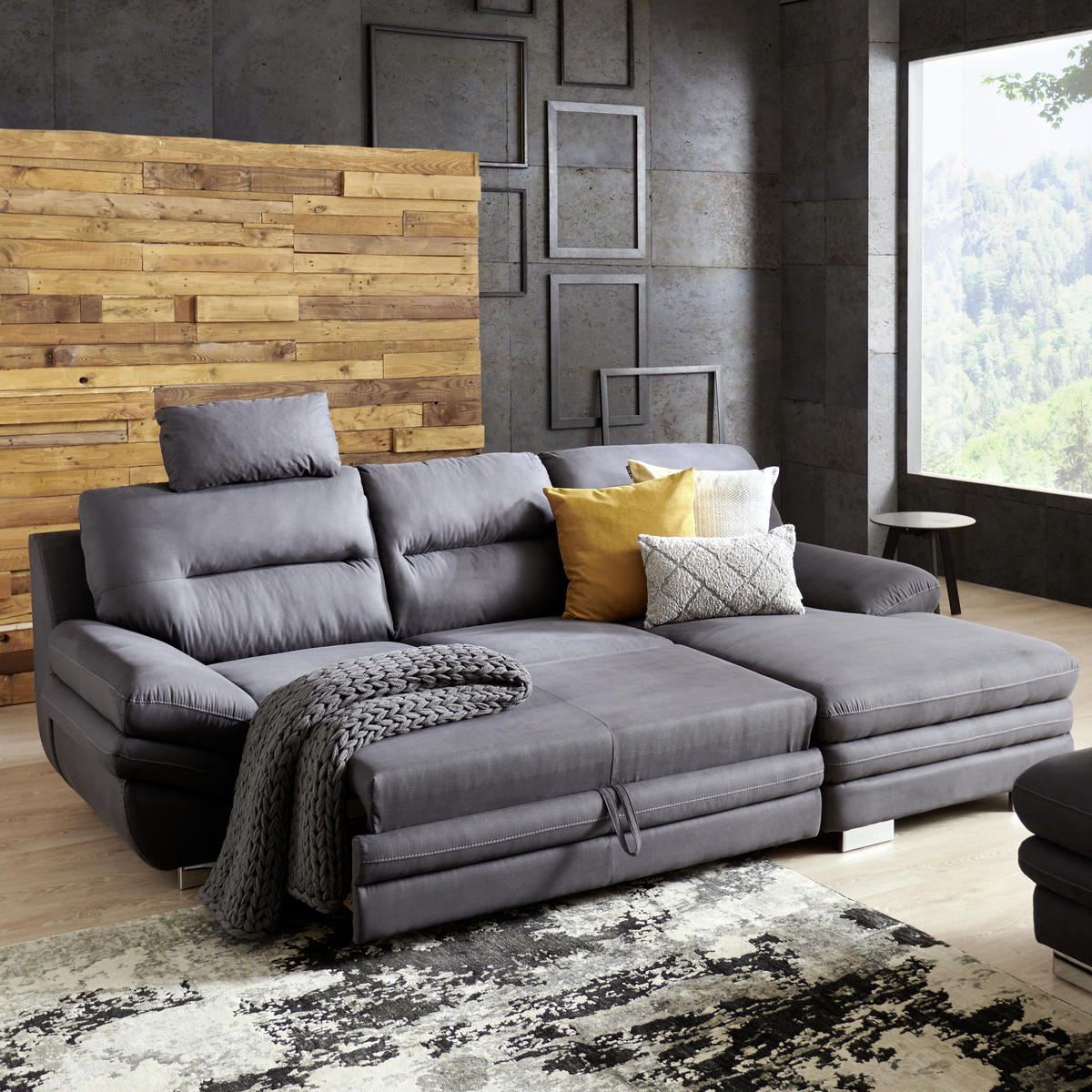 SEDEŽNA GARNITURA, mikrovlakna antracit  - barve kroma/antracit, Design, tekstil (270/92/166cm) - Stylife