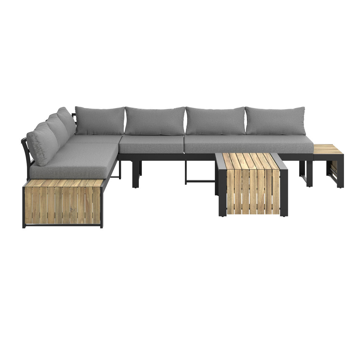LOUNGEGARNITUR 311/246 cm Akazie Aluminium  - Anthrazit/Grau, Lifestyle, Holz/Textil (311/246cm) - Ambia Garden
