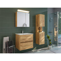 OMARA Z OGLEDALOM 60/62/17 cm  - barve hrasta, Moderno, steklo/leseni material (60/62/17cm) - MID.YOU