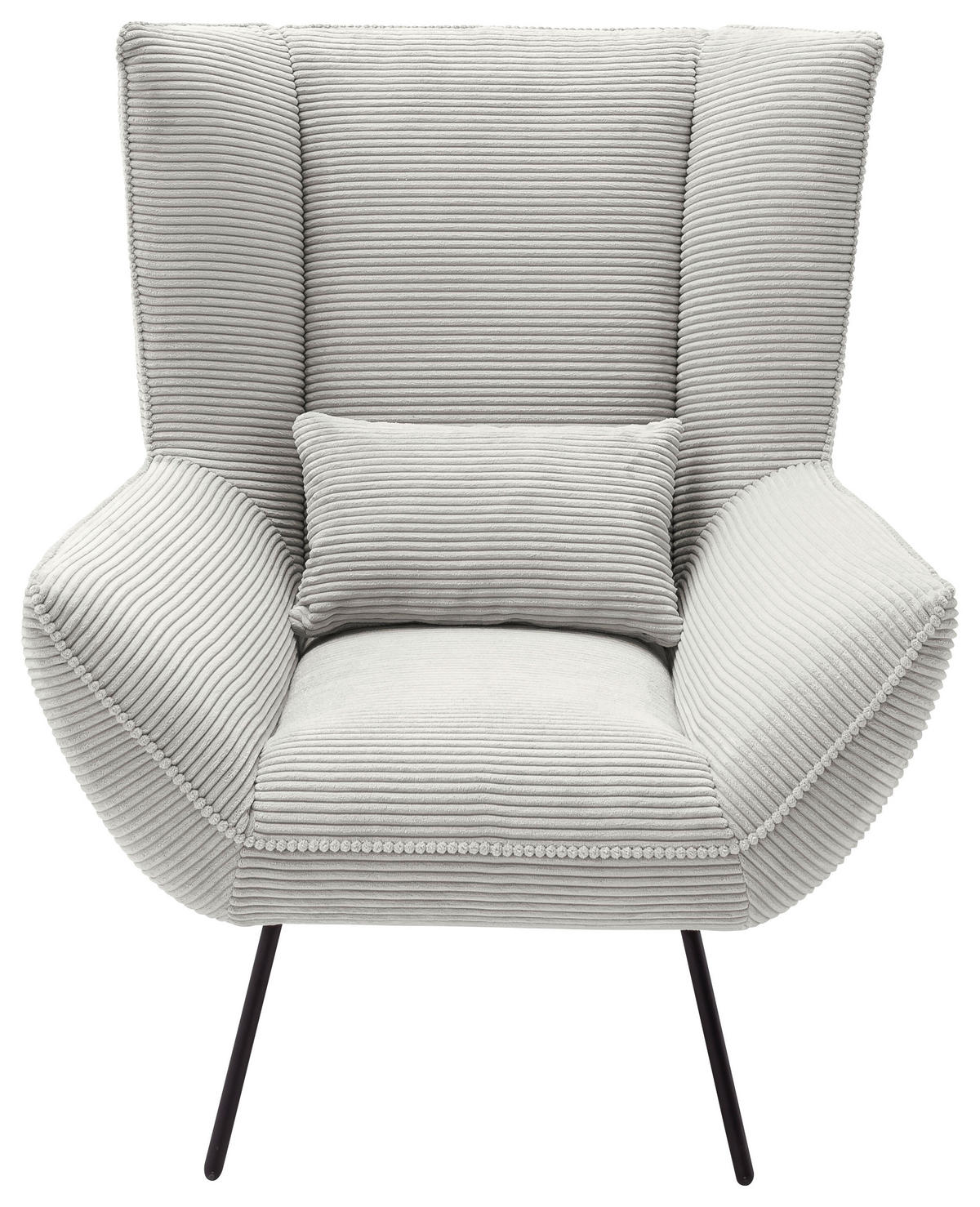SESSEL in Cord Hellgrau  - Hellgrau/Schwarz, Design, Textil/Metall (90/112/94cm) - Pure Home Lifestyle