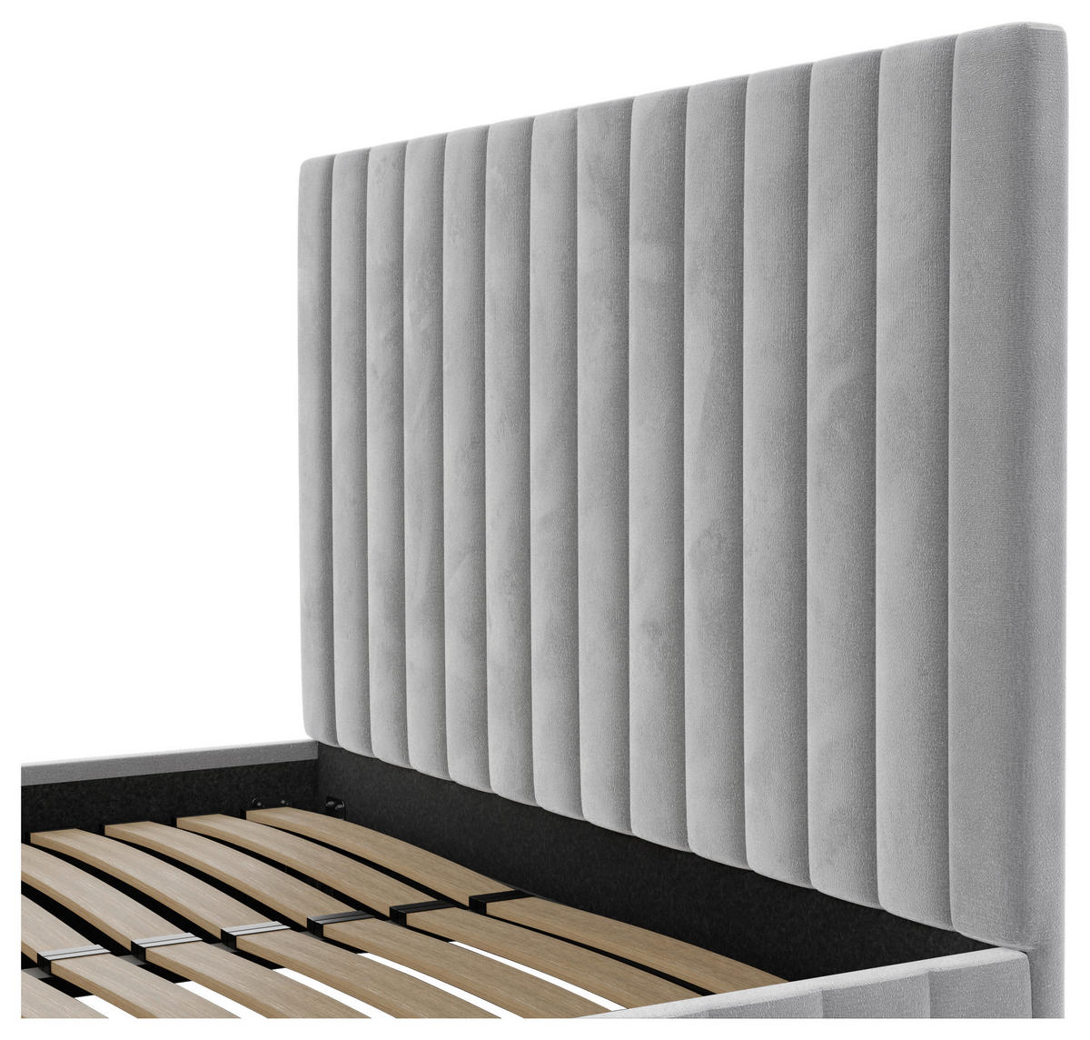 POLSTERBETT Bettkasten, Lattenrost 180/200 cm  in Hellgrau  - Hellgrau/Schwarz, Design, Holz/Textil (180/200cm) - Boxxx
