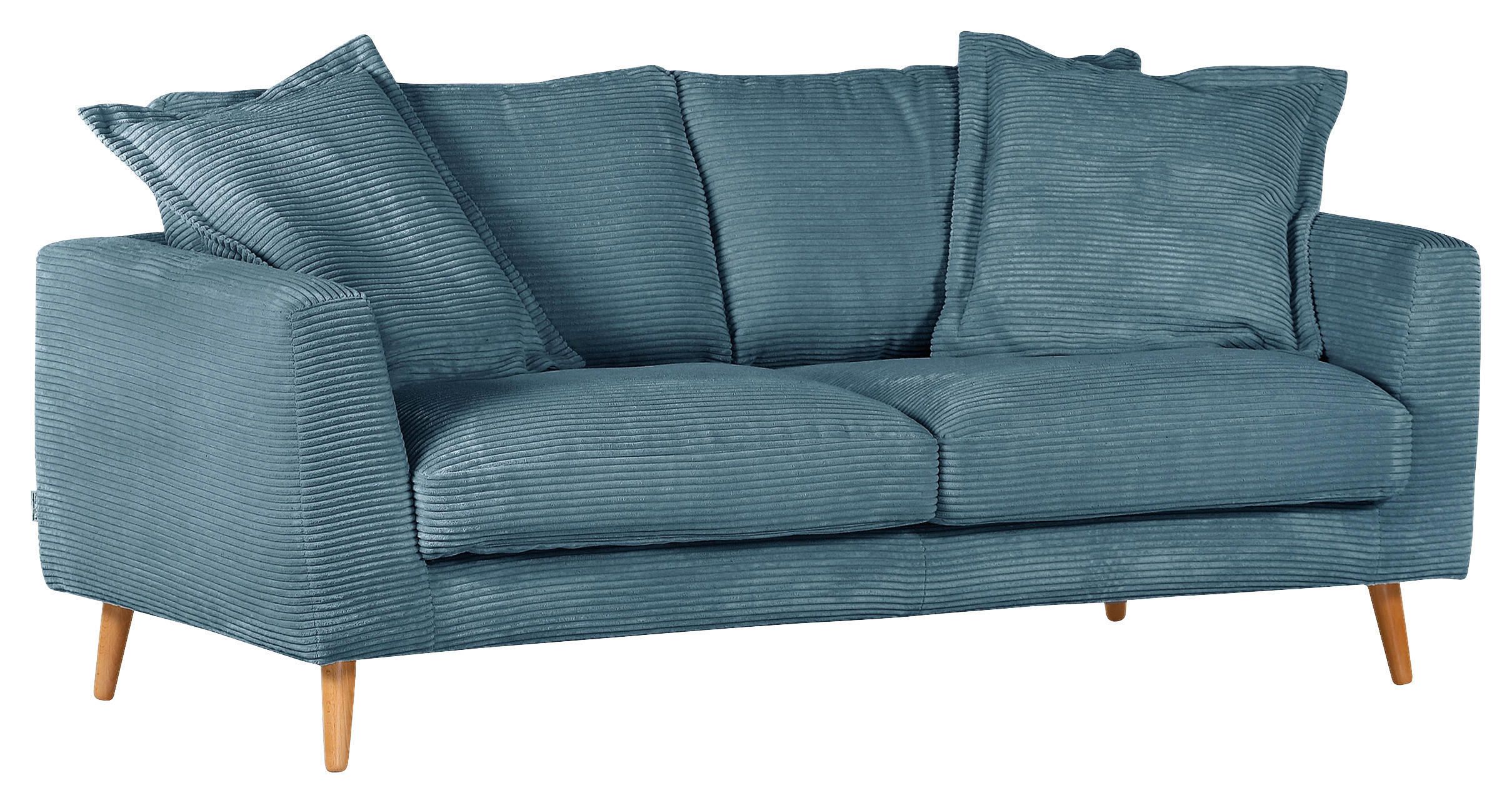 2,5-SITZER in Cord Petrol - Petrol/Naturfarben, ROMANTIK / LANDHAUS, Holz/Textil (195/69/100cm) - Landscape