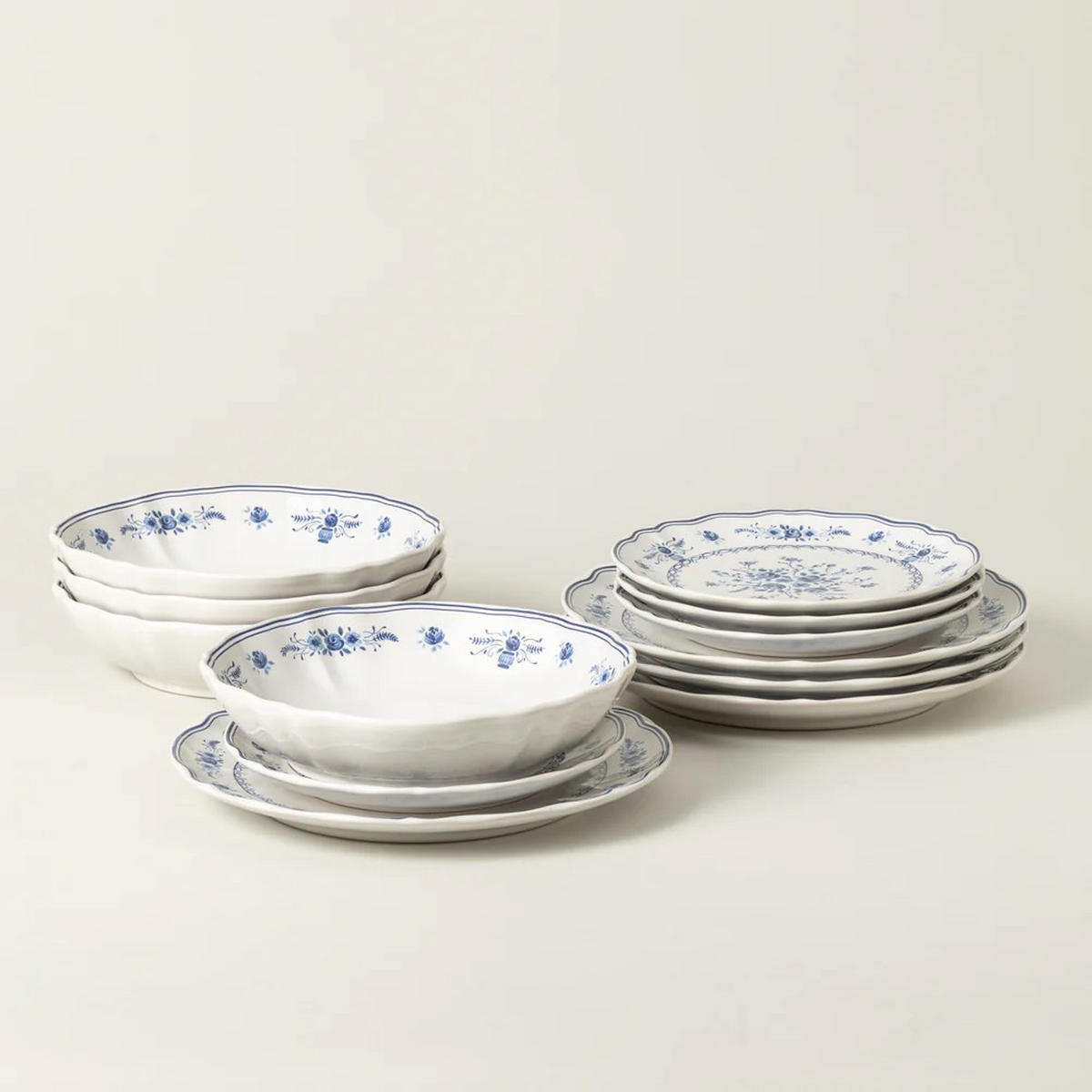 KOMBISERVICE Blau, Weiß VILA 12-teilig 4 Personen  - Blau/Weiß, Basics, Keramik - Costa Nova