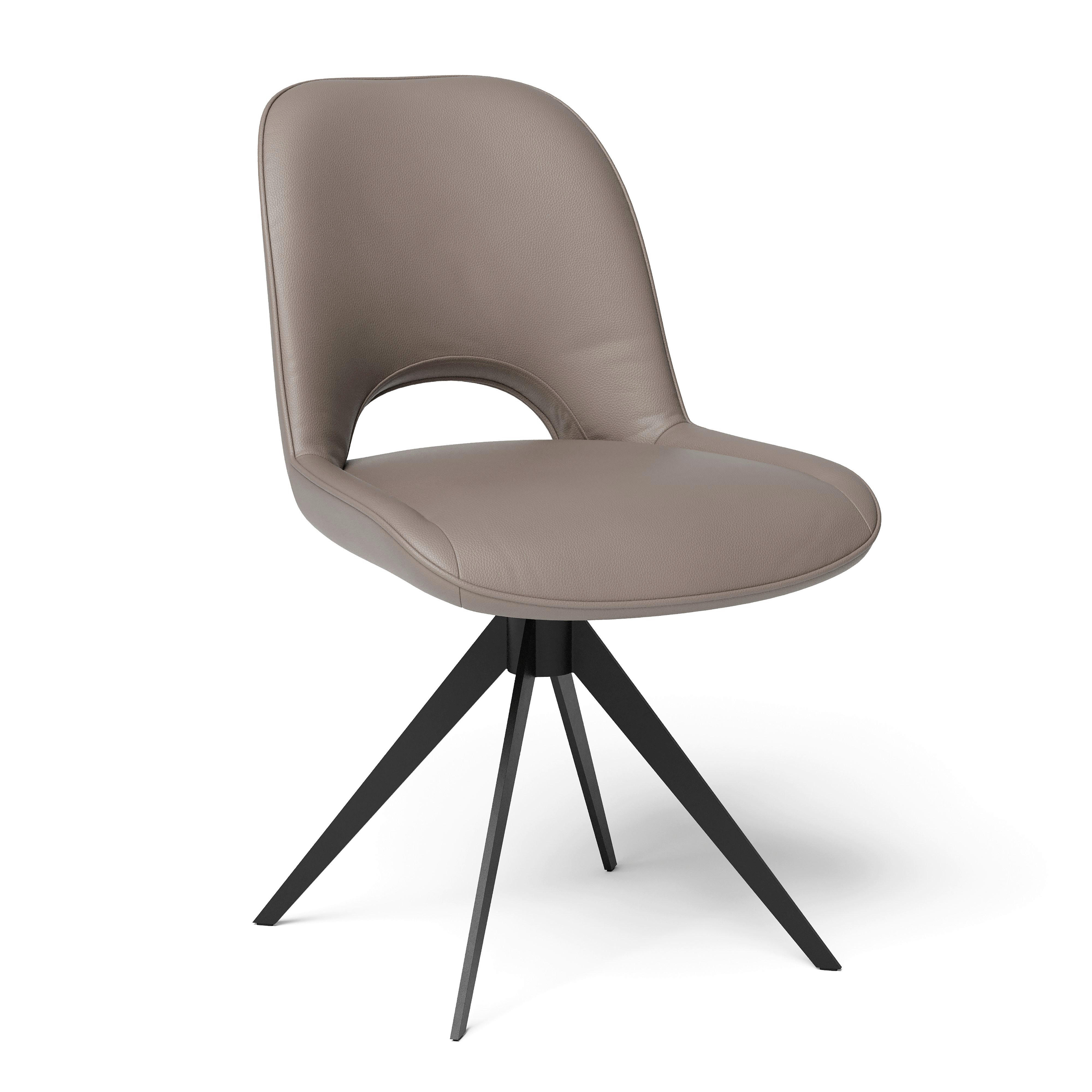 STUHL  in Stahl Echtleder pigmentiert Metall, Leder  - Beige/Schwarz, Design, Leder/Metall (53/86/61cm) - Joop!