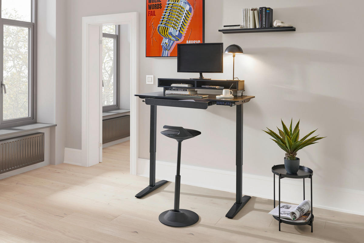 GAMING-TISCH Schwarz  - Schwarz, Modern, Holzwerkstoff/Kunststoff (120/75/120/60cm) - MID.YOU