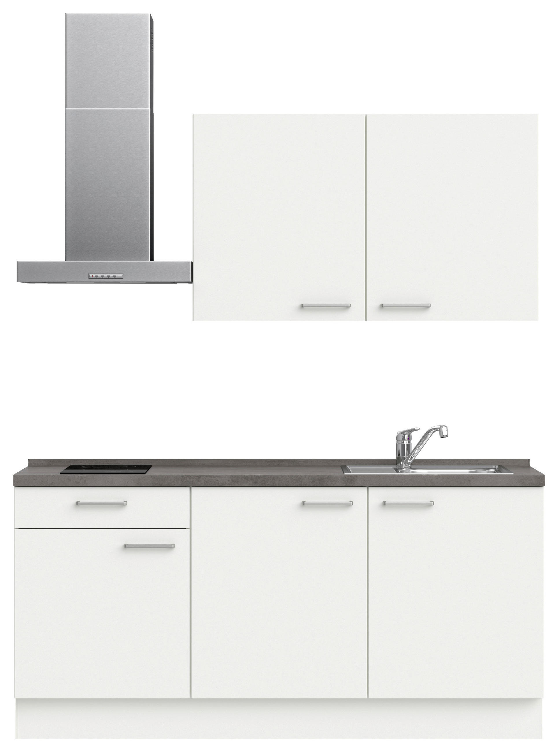 KÜCHENBLOCK 180 cm   in Weiß, Schieferfarben  - Schieferfarben/Edelstahlfarben, MODERN, Holzwerkstoff/Metall (180cm) - Nobilia