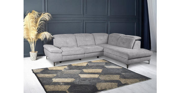 ECKSOFA Greige Webstoff  - Greige/Schwarz, KONVENTIONELL, Textil/Metall (288/225cm) - Carryhome