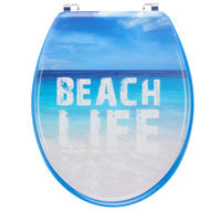 WC-SITZ - Blau/Weiß, Basics, Kunststoff (45/36/5cm)