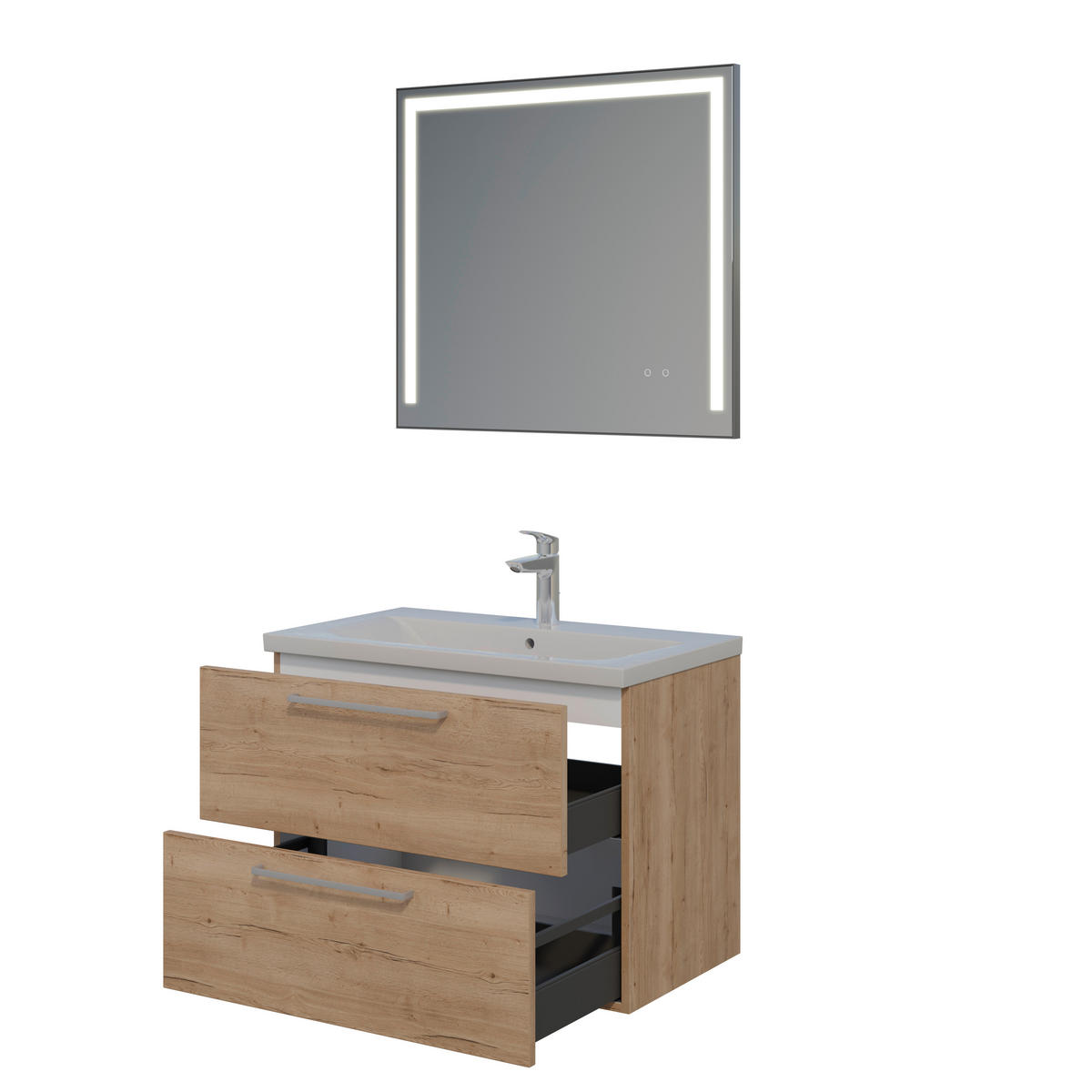 BADEZIMMER 3-teilig  in 81 cm  - Chromfarben/Eichefarben, MODERN, Keramik/Holzwerkstoff (81cm) - Celina Home