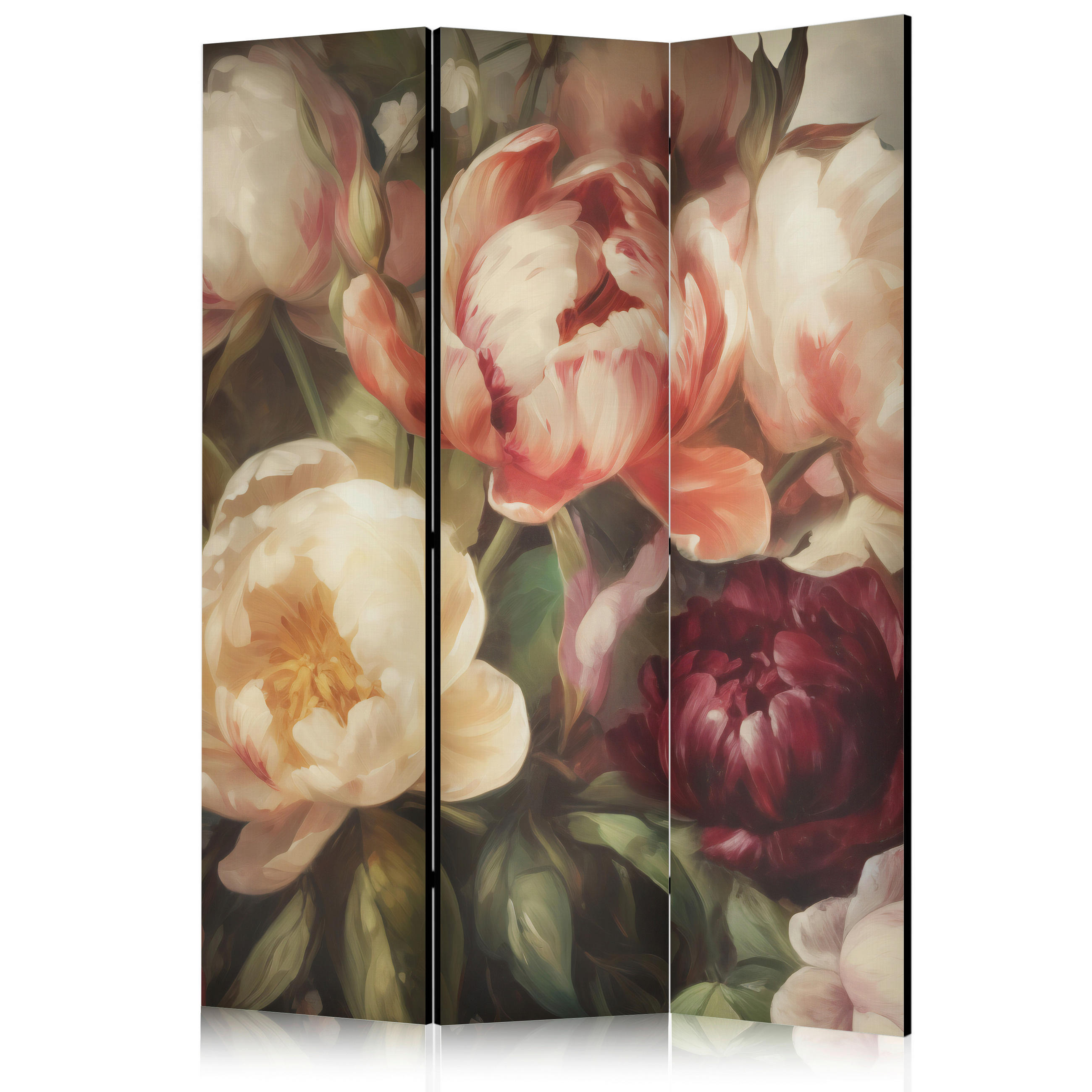 PARAVENT - Weinrot/Creme, Basics, Textil (135/172/3cm) - artgeist
