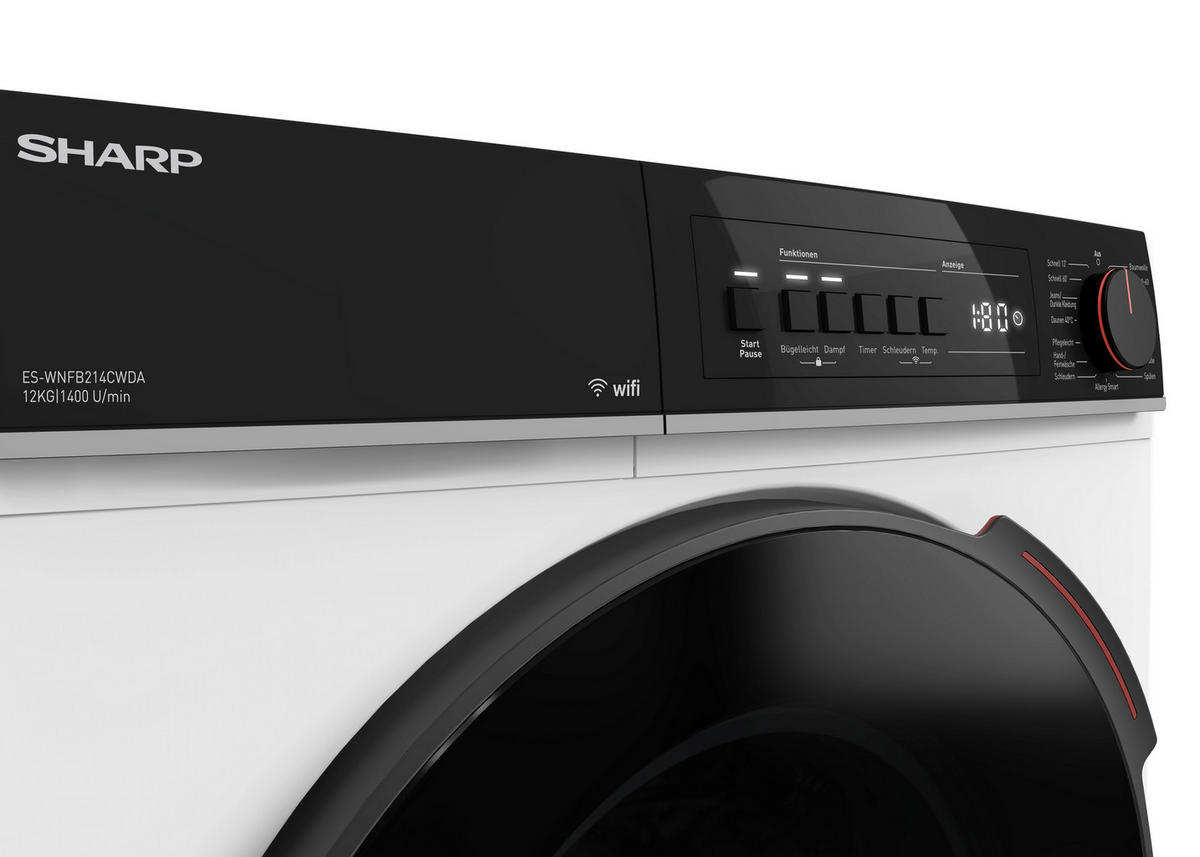 WASCHMASCHINE ES-WNFB214CWDA-DE  - Weiß, Basics, Glas/Kunststoff (59.7/84.5/63.2cm) - Sharp