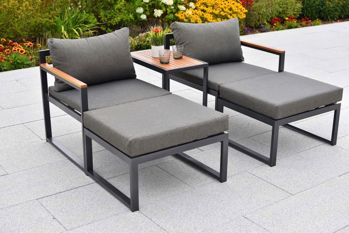 GARTENSET 11-teilig  - Graphitfarben/Naturfarben, KONVENTIONELL, Kunststoff/Textil - Gardenson