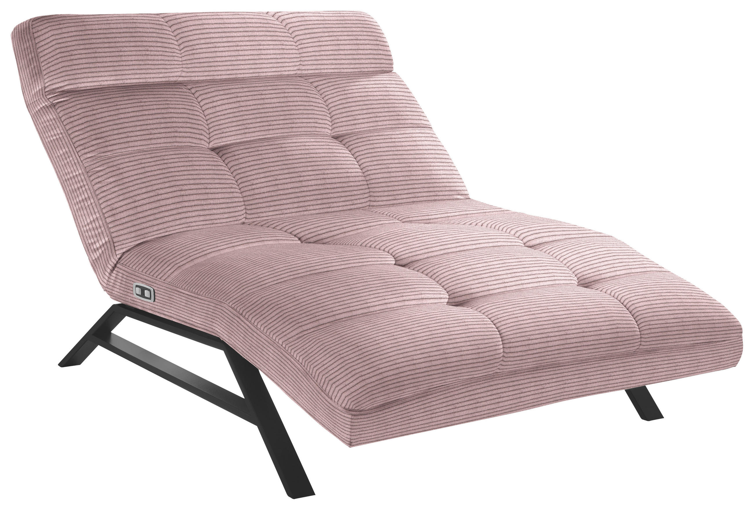 Liege mit motorischer Relaxfkt Cord Altrosa  - Schwarz/Altrosa, Design, Textil/Metall (120/54-113/158-198cm) - Pure Home Lifestyle