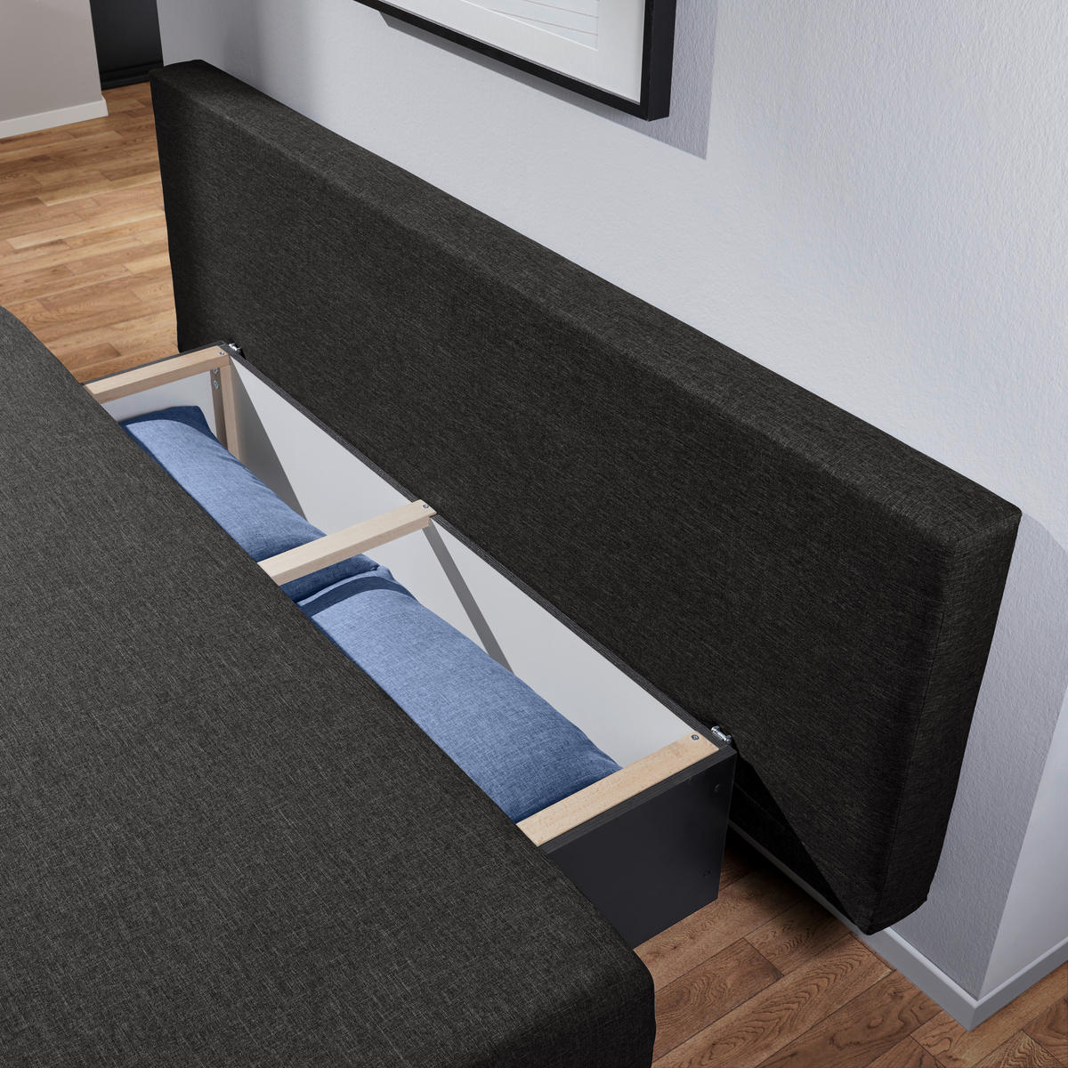 ROZKLÁDACÍ POHOVKA, textil, modrá, černá - modrá/černá, Design, textil/plast (190/74-86/80cm) - Carryhome