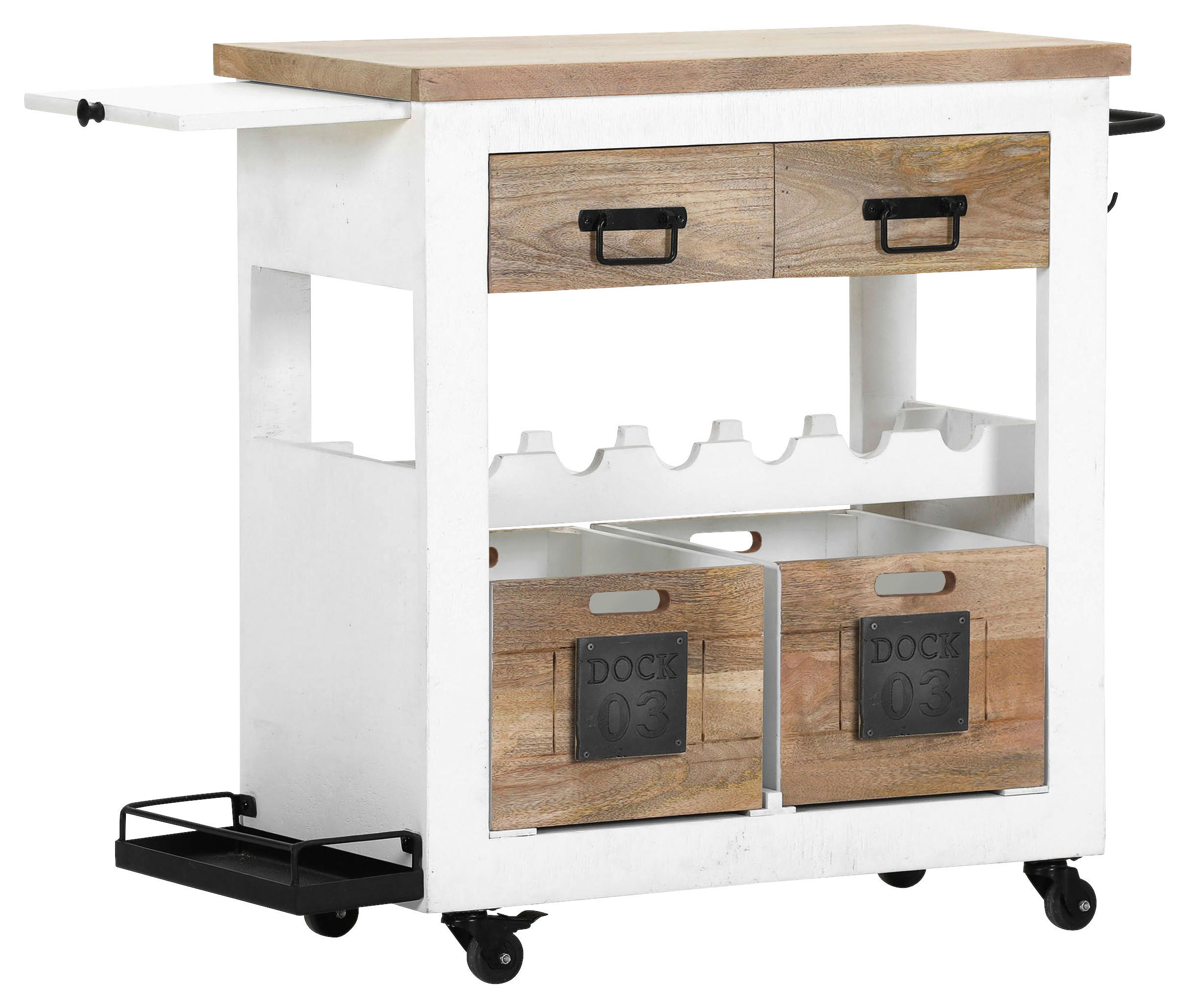 BARWAGEN Mangoholz massiv Naturfarben, Weiß  - Naturfarben/Weiß, LIFESTYLE, Holz/Holzwerkstoff (97/85/43cm) - Landscape