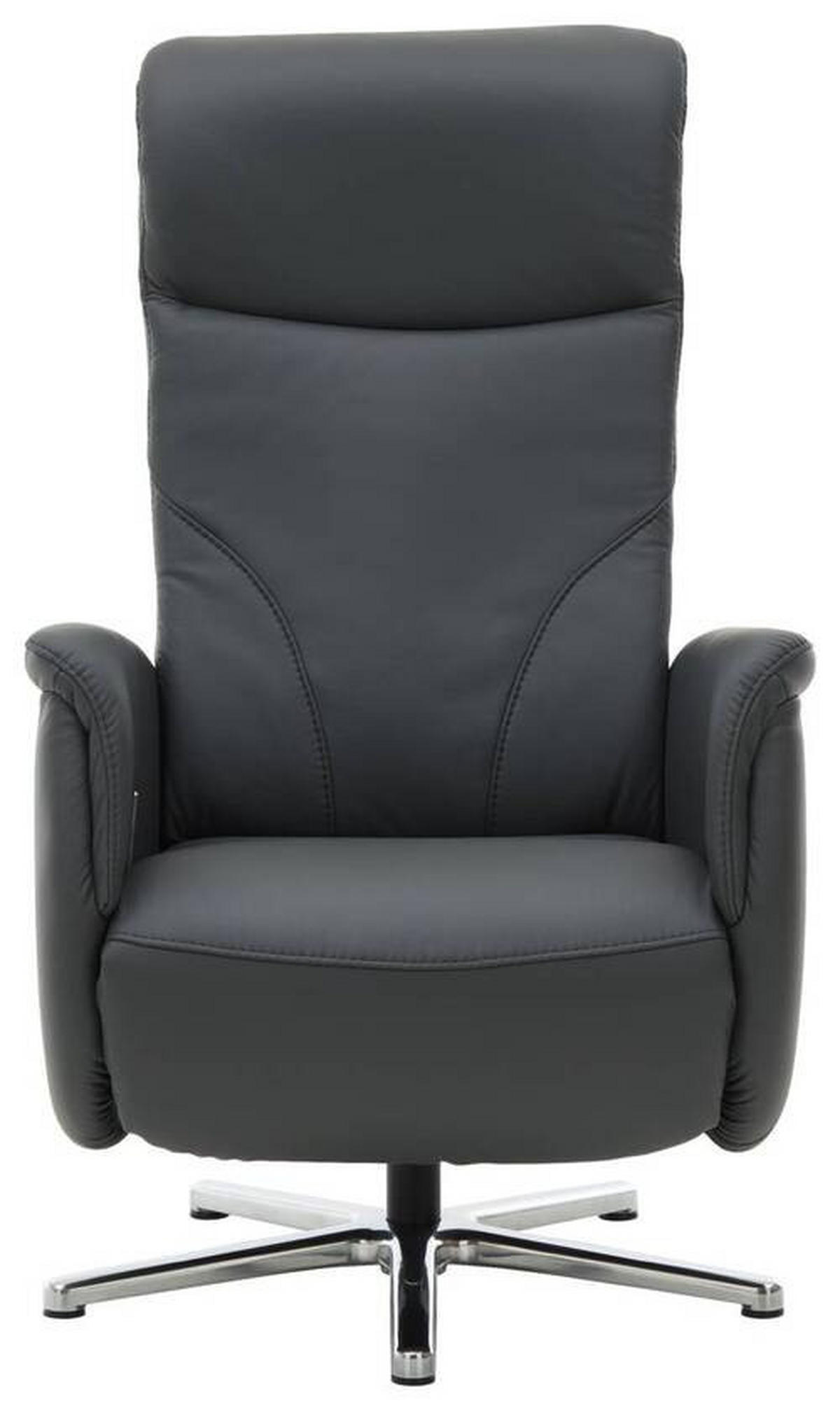 RELAXSESSEL in Leder Anthrazit  - Chromfarben/Anthrazit, Design, Leder/Metall (71/110/83cm) - Beldomo Speed