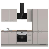 KÜCHENLEERBLOCK 270 cm   in Grau, Eiche dunkel  - Eiche dunkel/Edelstahlfarben, MODERN, Holzwerkstoff/Metall (270cm) - Nobilia