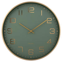 WANDUHR  Hellgrün, Goldfarben  - Goldfarben/Hellgrün, Basics, Metall (40/40/4,2cm) - Karlsson