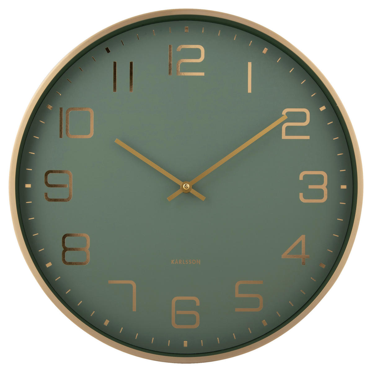 WANDUHR  Hellgrün, Goldfarben  - Goldfarben/Hellgrün, Basics, Metall (40/40/4,2cm) - Karlsson