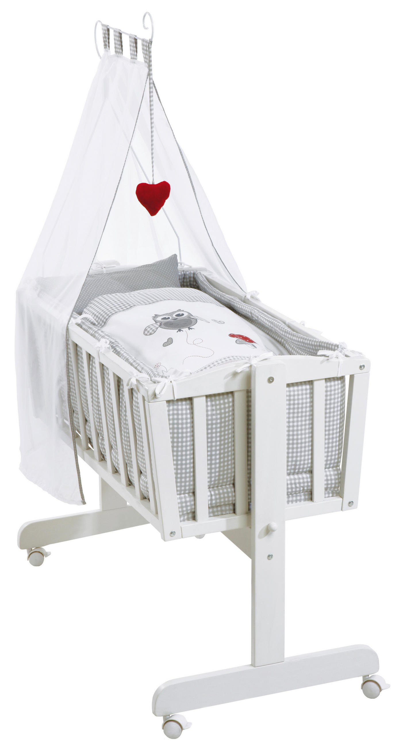 KOMPLETTWIEGENSET roba Adam & Eule Grau, Weiß - Weiß/Grau, Basics, Holzwerkstoff/Textil (53/150/103,5cm) - Roba