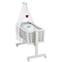 KOMPLETTWIEGENSET roba Adam & Eule  Grau, Weiß  - Weiß/Grau, Basics, Holzwerkstoff/Textil (53/150/103,5cm) - Roba